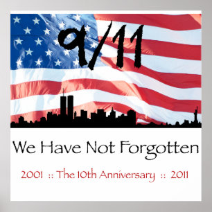 9/11 10th Anniversary WTC and the Flag Poster
