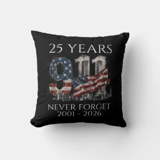 9/11 25 Years Never Forget 2001-2026 Memorial Cushion