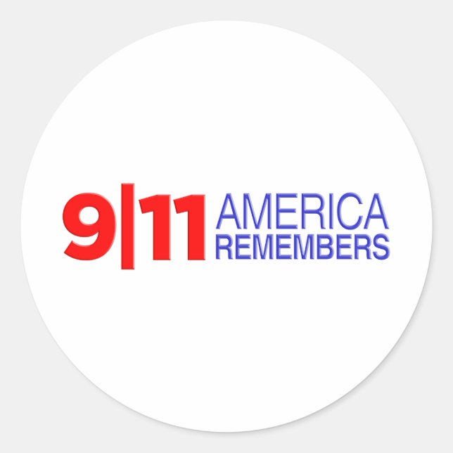 9/11 America Remembers Classic Round Sticker (Front)