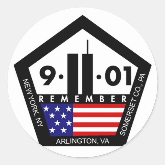 9 11 Never Forget, Always Remember Classic Round Sticker (Front)