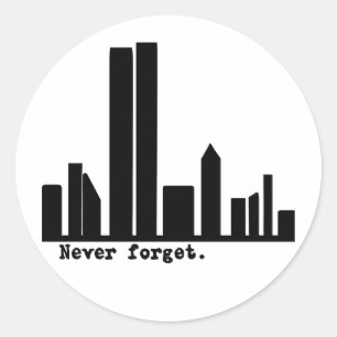 9-11 Never Forget NY Skyline Tshirts, Buttons Classic Round Sticker