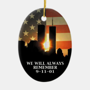 9-11 remember - We will never forget Ceramic Tree Decoration