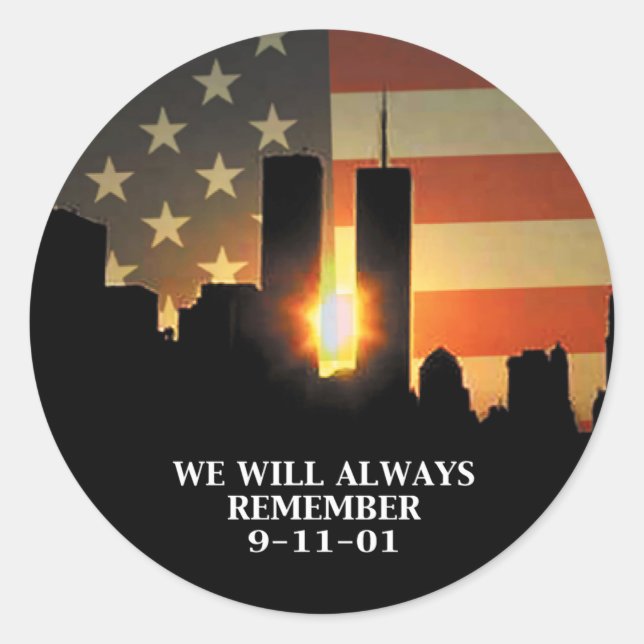9-11 remember - We will never forget Classic Round Sticker (Front)