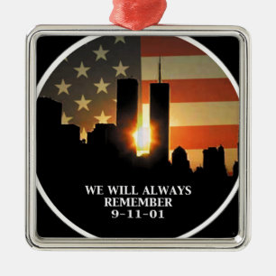 9-11 remember - We will never forget Metal Tree Decoration