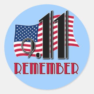 9/11 REMEMBER with American Flag Tshirts Classic Round Sticker