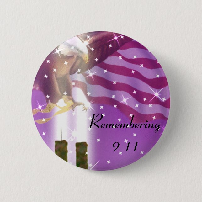 9-11 Remembered_ 6 Cm Round Badge (Front)