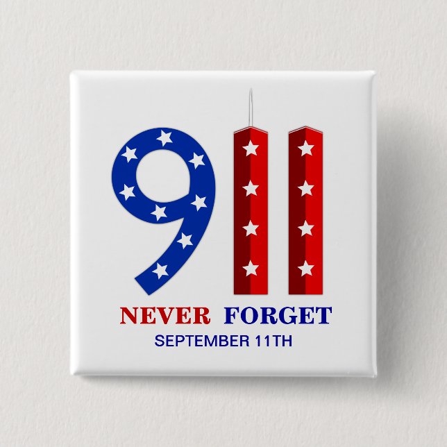 9/11 September 11th - Never Forget - WTC Pins (Front)