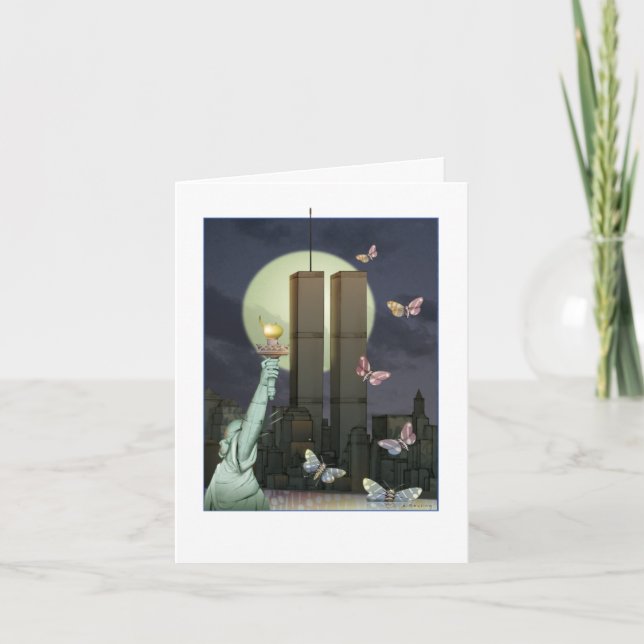 9/11 - The World Trade Centre at Night Card (Front)