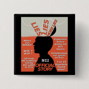 9-11 Truth Official Story Lies 15 Cm Square Badge