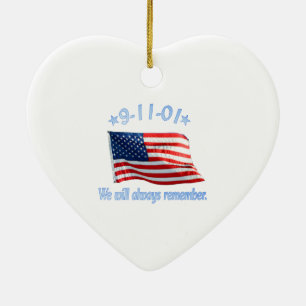 9-11 We Will Always Remember Ceramic Tree Decoration
