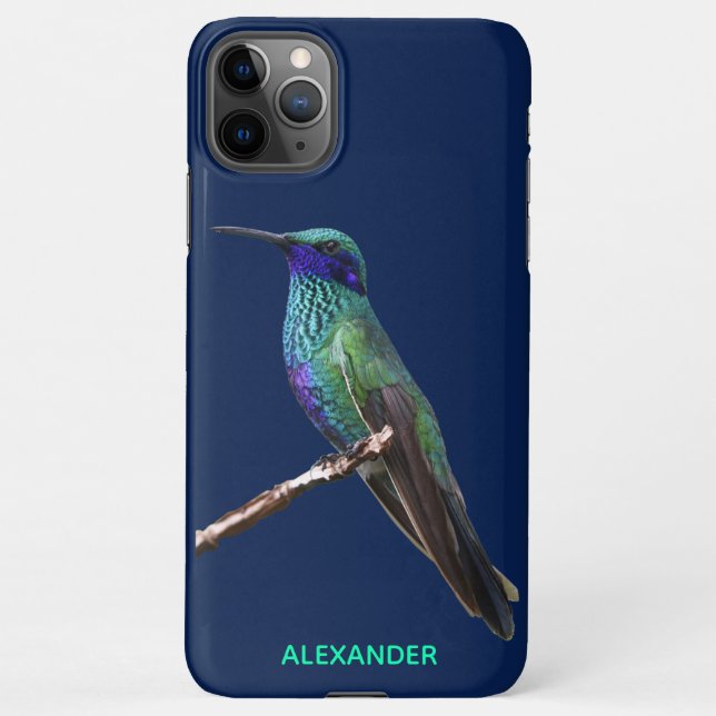 $9.50 Hummingbird Blue Personalised BUDGET iPhone Case (Back)