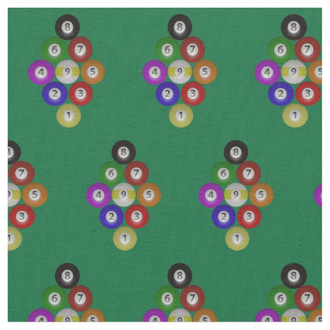 9 Ball Billiards Pool Hall Rack on Green Fabric (Close Up)