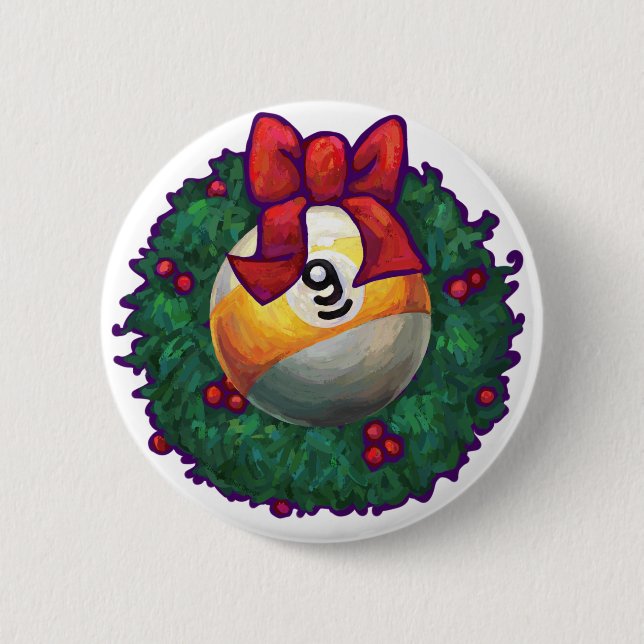 9 ball Christmas 6 Cm Round Badge (Front)