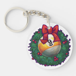 9 ball Christmas Key Ring