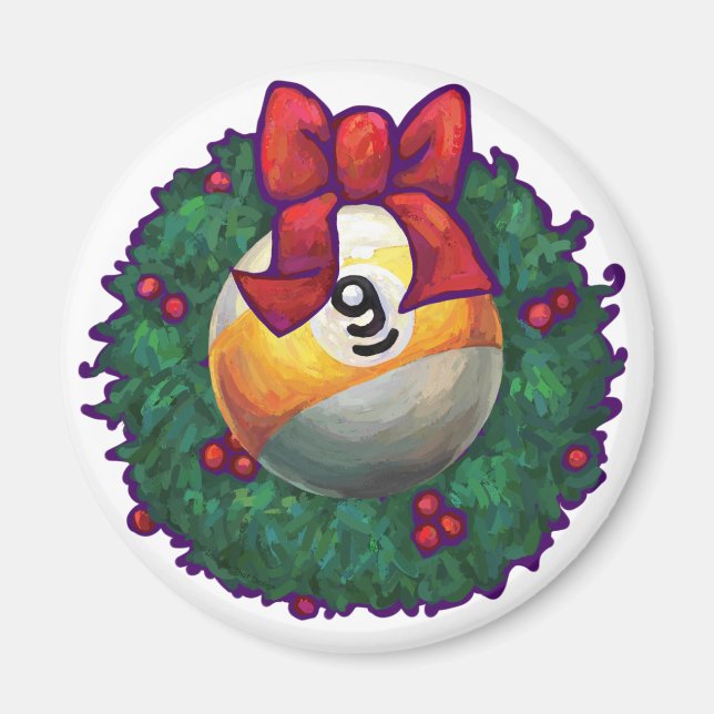 9 ball Christmas Magnet (Front)