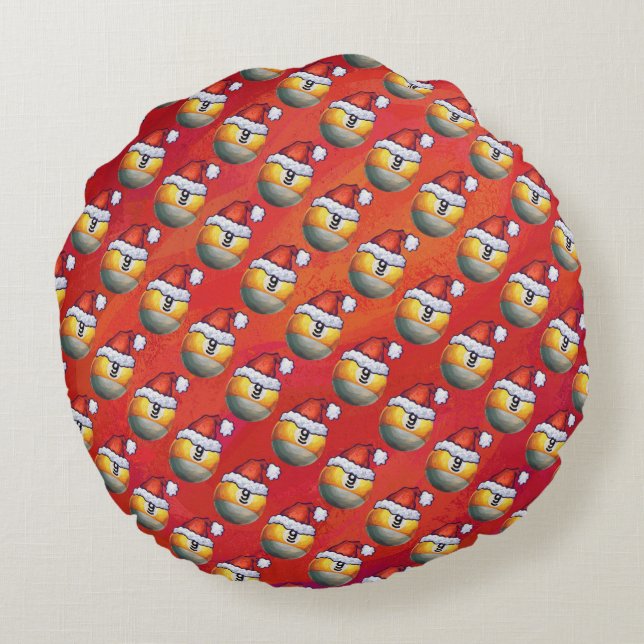 9 ball Christmas Round Cushion (Back)