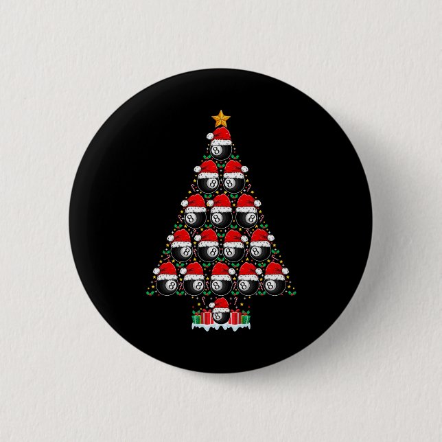 9 Ball Christmas Tree Light Pool Player Nine Ball  6 Cm Round Badge (Front)