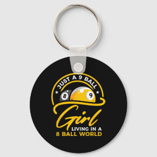 9 Ball Girl Living In 8 Ball World Pool Snooker Bi Key Ring
