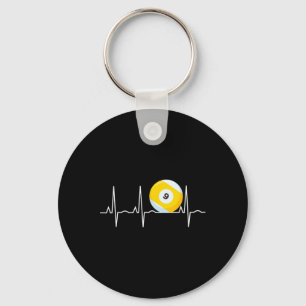 9 Ball Heartbeat - Pool Player Nine Ball Heartbeat Key Ring