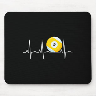 9 Ball Heartbeat - Pool Player Nine Ball Heartbeat Mouse Mat