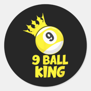 9 Ball King Champion 9 Ball Billiards Pool Player Classic Round Sticker