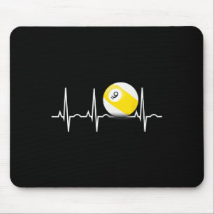 9 Ball Shirt - Pool Player Nine Ball Heartbeat Gif Mouse Mat