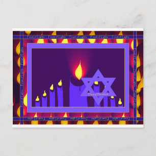 9 candle flame on purple-lavend star n border 1--H Postcard
