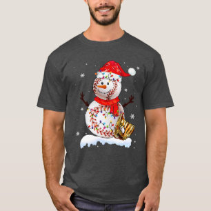9 Christmas Baseball Ball Santa Hat Xmas Boys Catc T-Shirt