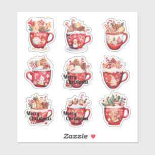 9 Christmas Cups Custom-Cut Vinyl Sticker