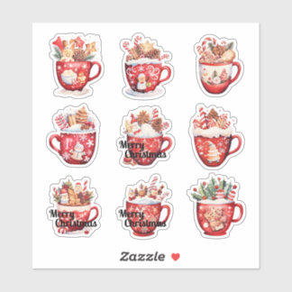 9 Christmas Cups Custom-Cut Vinyl Sticker
