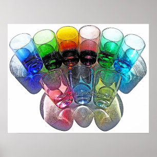 9 Coloured Cocktail Shot Glasses -Style 1 Poster