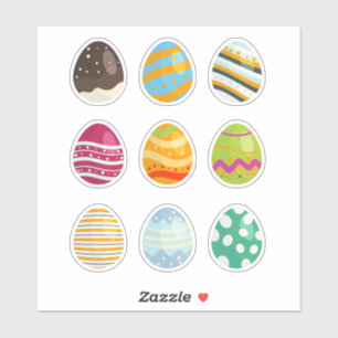 9 Colourful Easter Eggs Scrapbook Stickers
