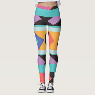 9 colourful stripes and triangles  leggings