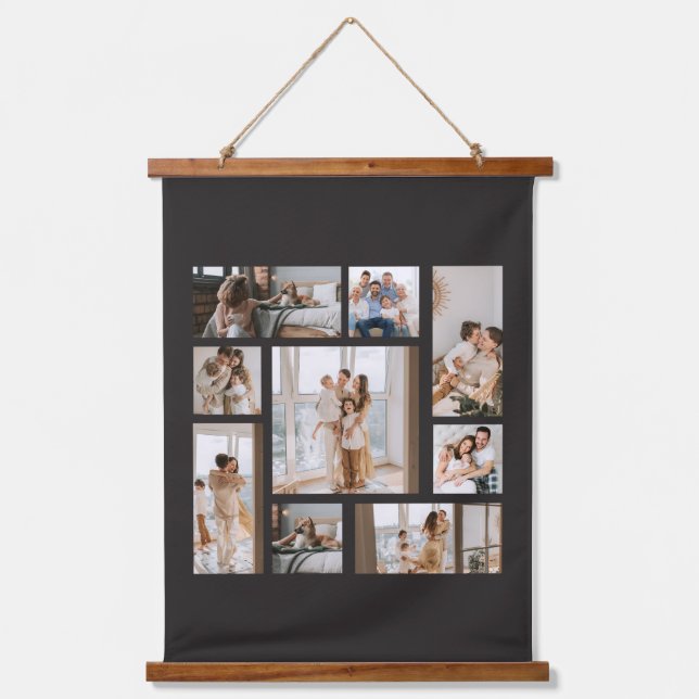 9 Custom Long Sleeve Photo Collage T-Shirts Hanging Tapestry (Front)