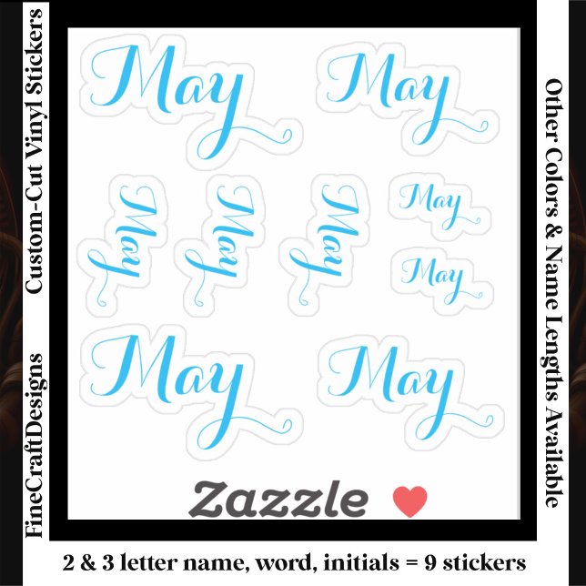 9 Custom Name Word, 2-3 letters Elegant Script Blu (Creator Uploaded)