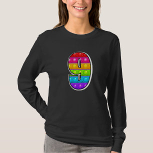 9 Cutest Capital Number 9 Alphabet Funny Poppin Ki T-Shirt