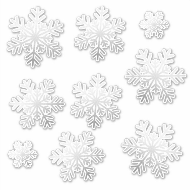 9 Different Sizes Silver Foil Snowflakes Vinyl (Front)