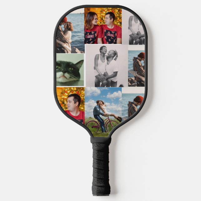 9 Family Photo Personalized Collage Pickleball Paddle (Front)
