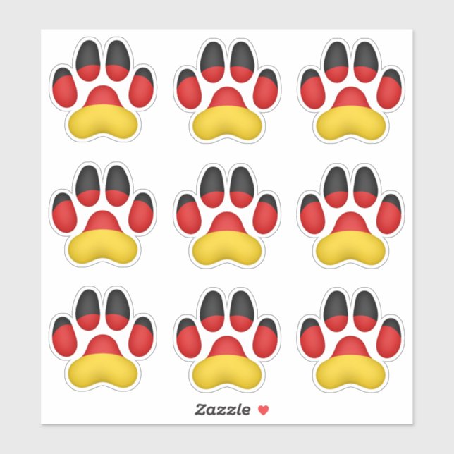 9 German Dog Paw Prints (Sheet)