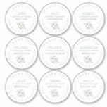 9 Individual Name Thank You Bridal Floral Small<br><div class="desc">Add a thank you with a personal touch to your favours for your bridesmaids and groomsmen. This sheet has nine stickers each of approximately 2.5" in diameter and you can personalise each individually with your recipient's name and the role they had at your wedding. The curved Thank You text at...</div>
