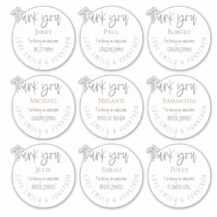 9 Individual Names Thank You Message Wedding White