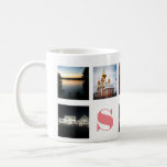 9 Instagram Photos and Pink Monogram on White Coffee Mug<br><div class="desc">Customise this mug with nine of your your favourite photos and your initial to make something uniquely you and the perfect gift.</div>