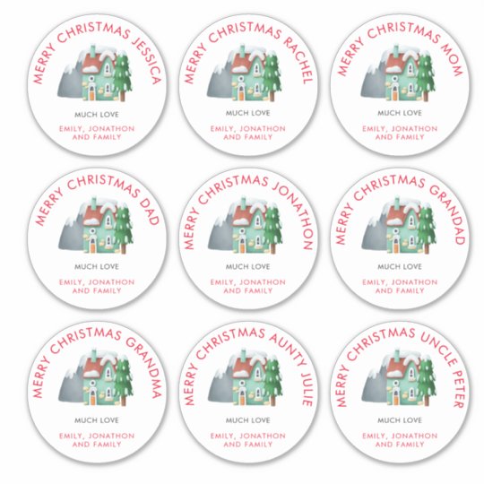 9 Large Different Names Village Merry Christmas Zazzle.co.uk