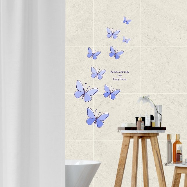 9 Light Blue Butterflies to Create a Flutter   (Light Blue Butterfly Vinyl Decal "Embrace Serenity with Every Flutter")