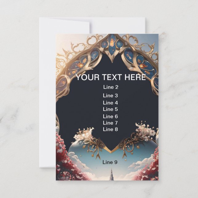 9 Lines of Customised Text Fairy Tale Wedding Invitation (Back)