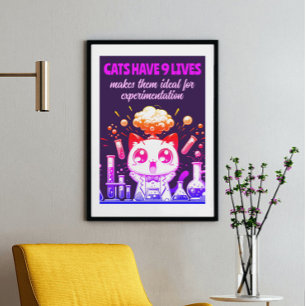 9 Lives of Whimsy: Colourful Cat Experiment Poster