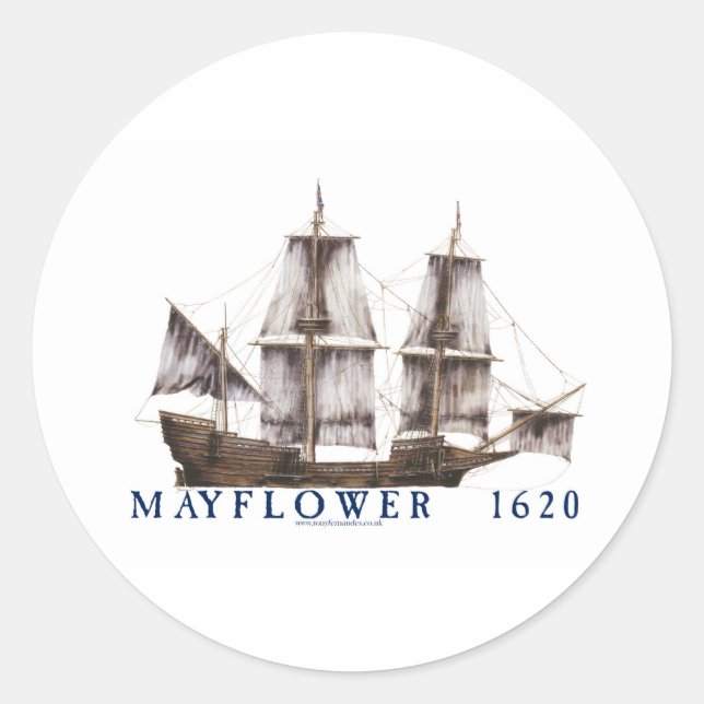 9 mayflower ship classic round sticker (Front)