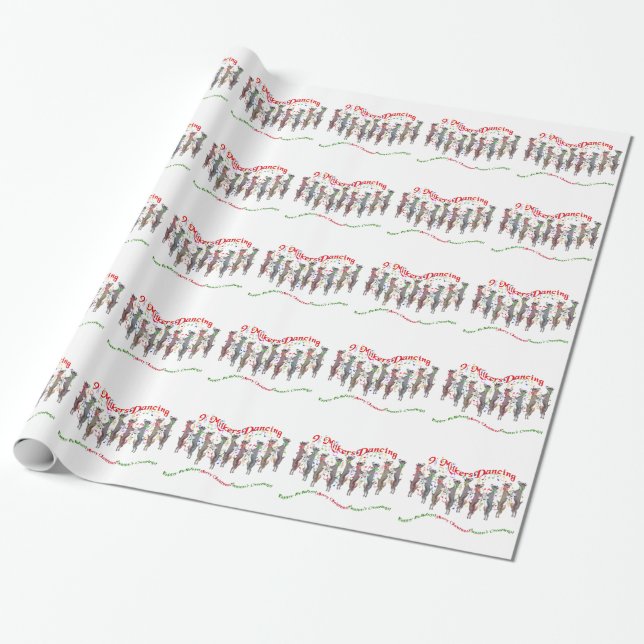 9 Milkers Dancing  Goat Christmas Wrapping Paper (Unrolled)