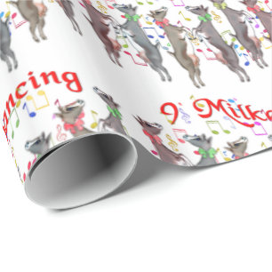9 Milkers Dancing  Goat Christmas Wrapping Paper