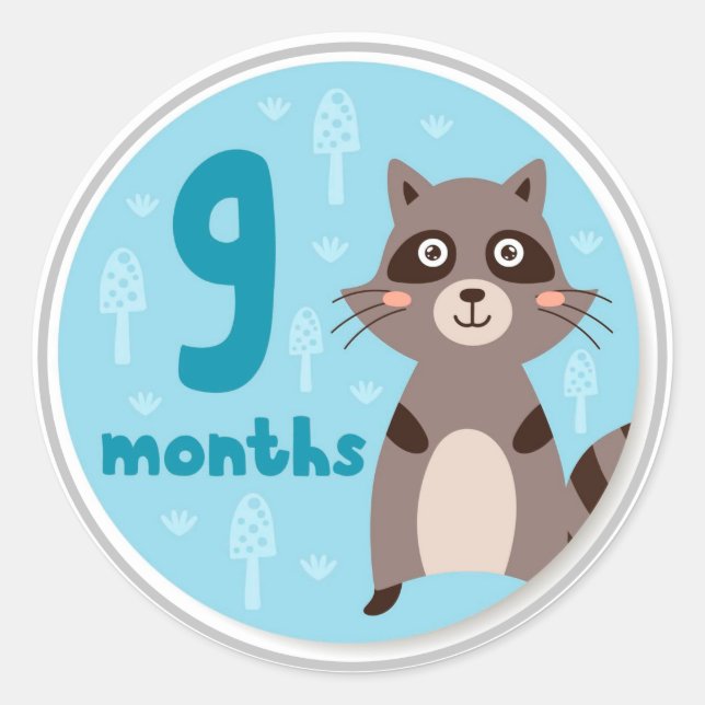 9 Month Baby Milestone Classic Round Sticker (Front)